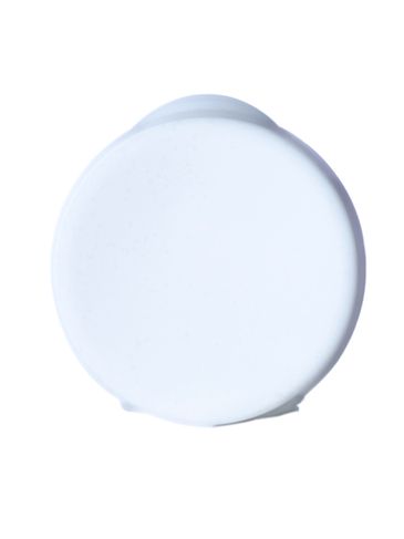 White PP plastic 24-410 ribbed skirt unlined hinged flip top snap dispensing lid (0.125 inch orifice)