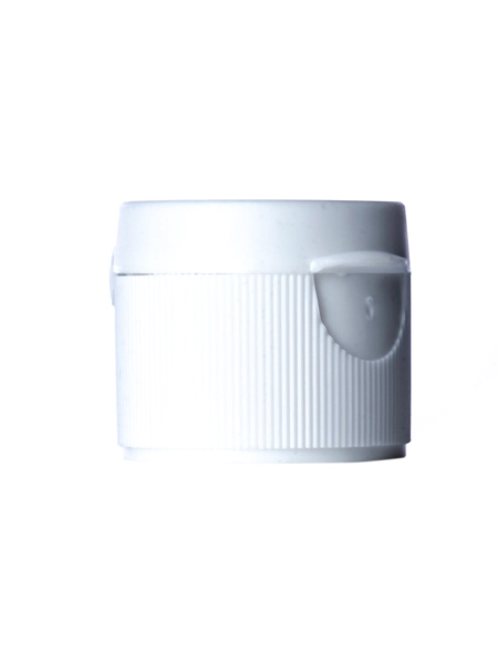 White PP Plastic 24-410 Ribbed Skirt Unlined Hinged Flip Top Snap Dispensing Lid – L007