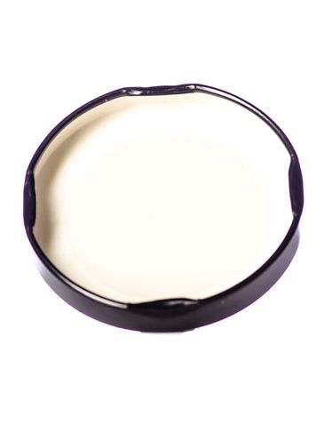 Black metal 58TW lid with pasteurization-grade plastisol liner