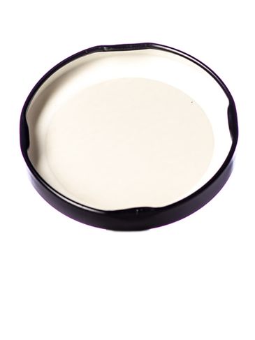 Black metal 63TW lid with pasteurization-grade plastisol liner