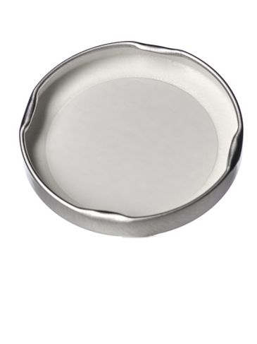 Silver metal 63TW lid with pasteurization-grade plastisol liner