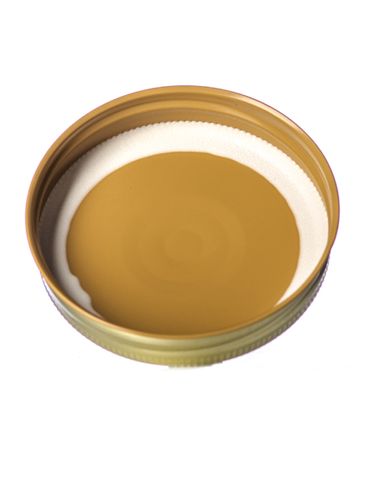 Gold metal 70-450G lid with standard plastisol liner and vacuum seal button