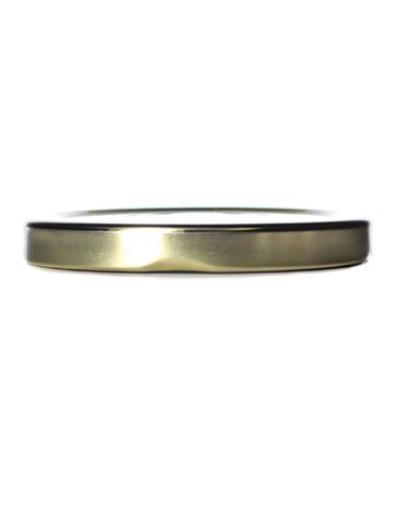 Gold metal 70TW lid with pasteurization-grade plastisol liner and vacuum seal button