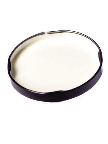 Black metal 70TW lid with pasteurization-grade plastisol liner