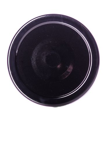 Black metal 70TW lid with pasteurization-grade plastisol liner and vacuum seal button