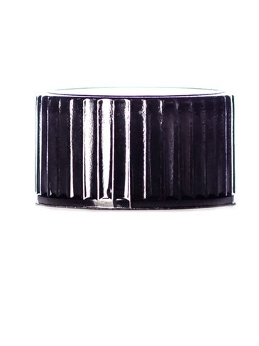 Black PP plastic 18-400 ribbed skirt lid with LDPE polycone liner