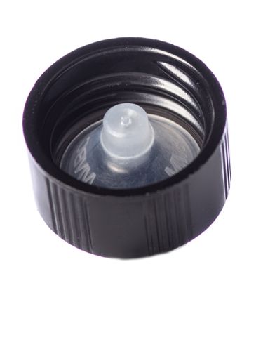 Black phenolic 18-400 lid with LDPE polycone liner