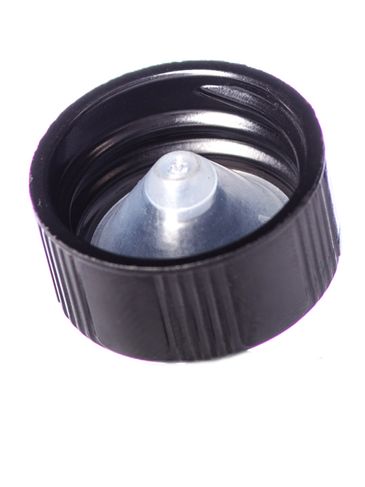 Black phenolic 20-400 lid with LDPE polycone liner
