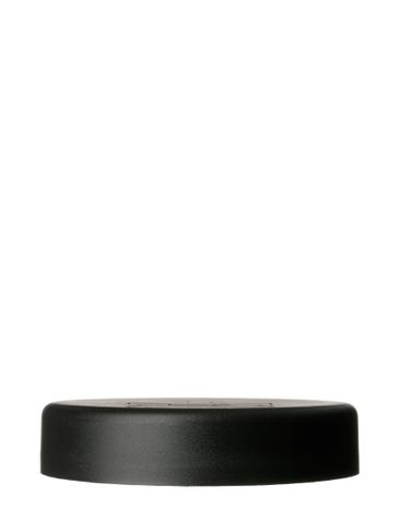 Black PP plastic 70-400 child-resistant smooth pictorial lid with unprinted universal heat induction seal (HIS) liner