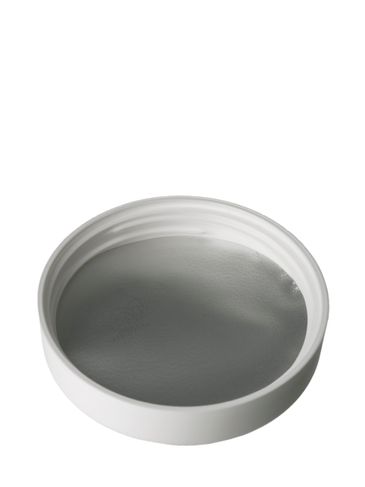 White PP plastic 70-400 child-resistant smooth pictorial lid with unprinted universal heat induction seal (HIS) liner