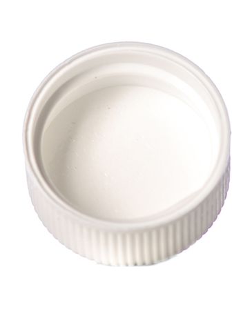 White PP plastic 20-400 ribbed skirt lid with foam liner