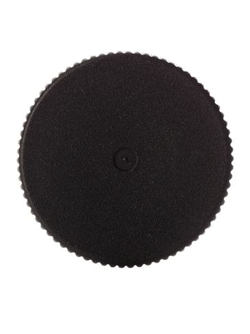 Black PP plastic 20-400 ribbed skirt lid with foam liner