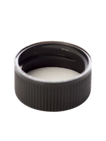 Black PP plastic 20-400 ribbed skirt lid with foam liner