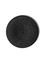 Black PP plastic 24-400 ribbed skirt lid with printed pressure sensitive (PS) liner