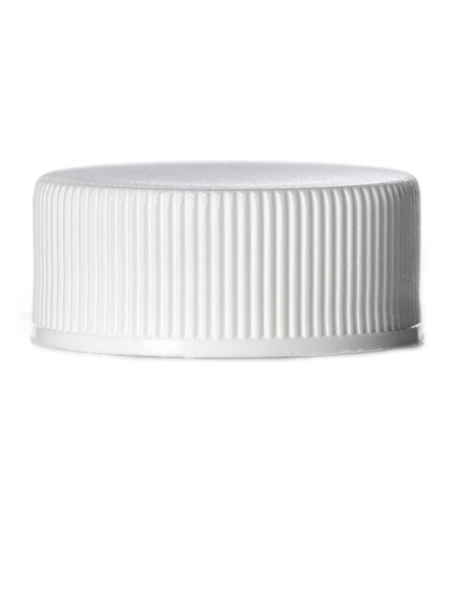 White PP Plastic 24-400 Ribbed Skirt Lid – L114WHF1