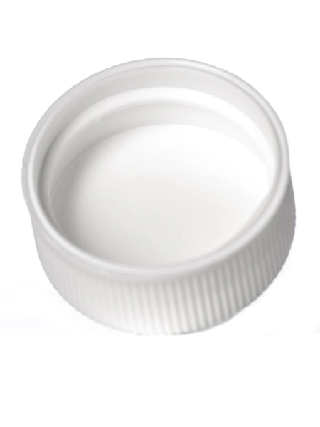 White PP Plastic 24-400 Ribbed Skirt Lid – L114WHF1