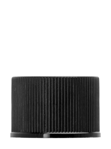 Black PP plastic 20-410 ribbed skirt lid with foam liner