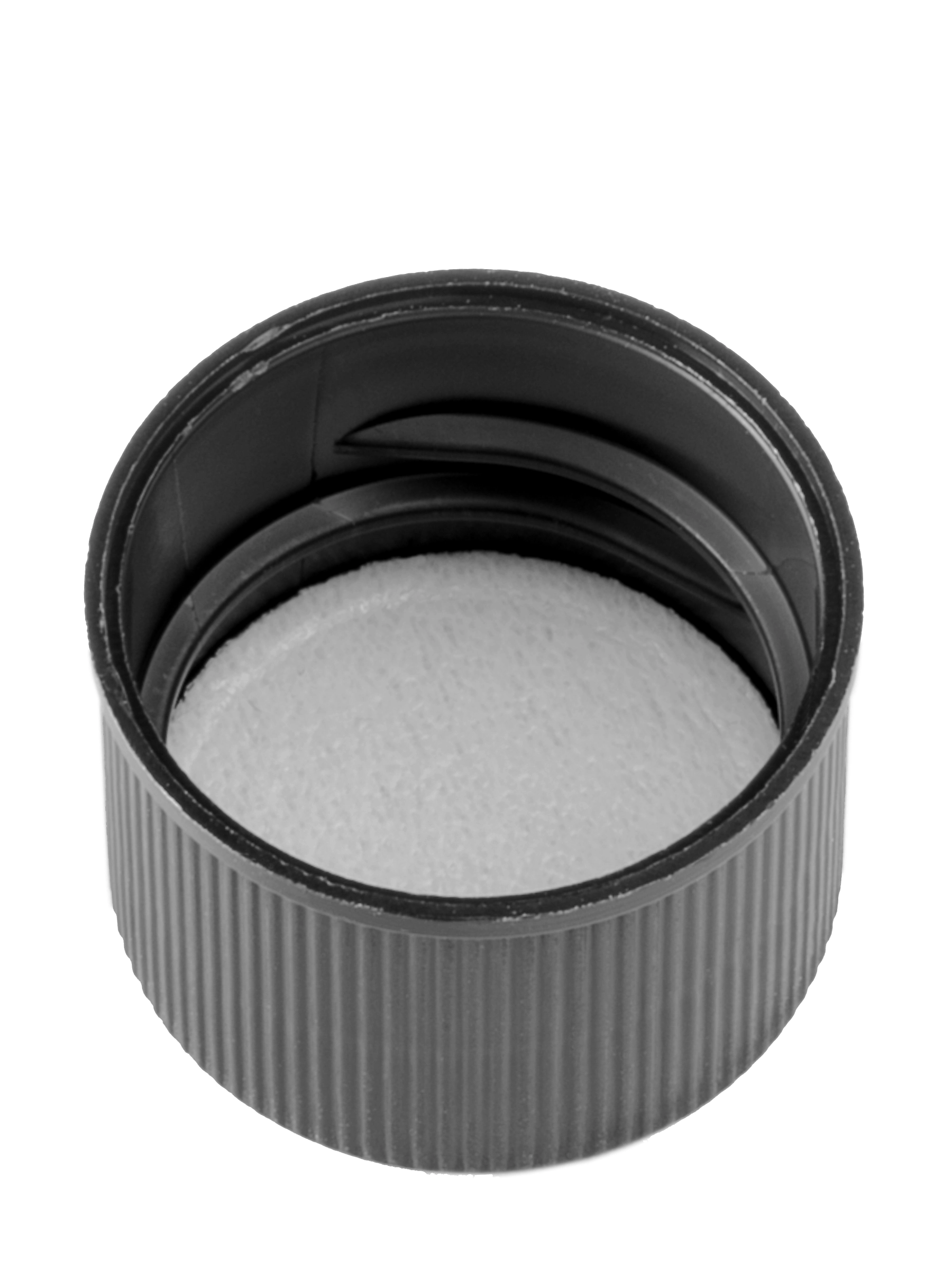 Black PP Plastic 20-410 Ribbed Skirt Lid – L115BKP1