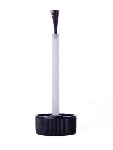 Black PP plastic 20-400 brush cap with foam liner and 2.625 inch brush