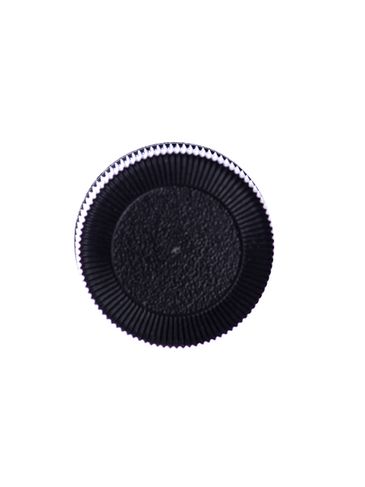 Black PP plastic 20-400 brush cap with foam liner and 2.625 inch brush