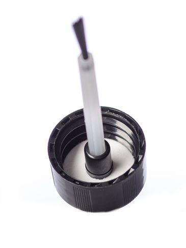 Black PP plastic 18-400 brush cap with foam liner and 2.15625 inch brush