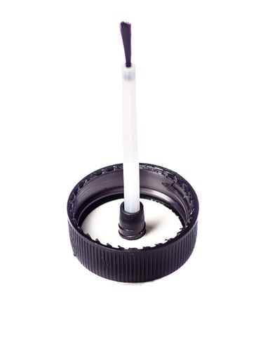 Black PP plastic 28-400 brush cap with foam liner