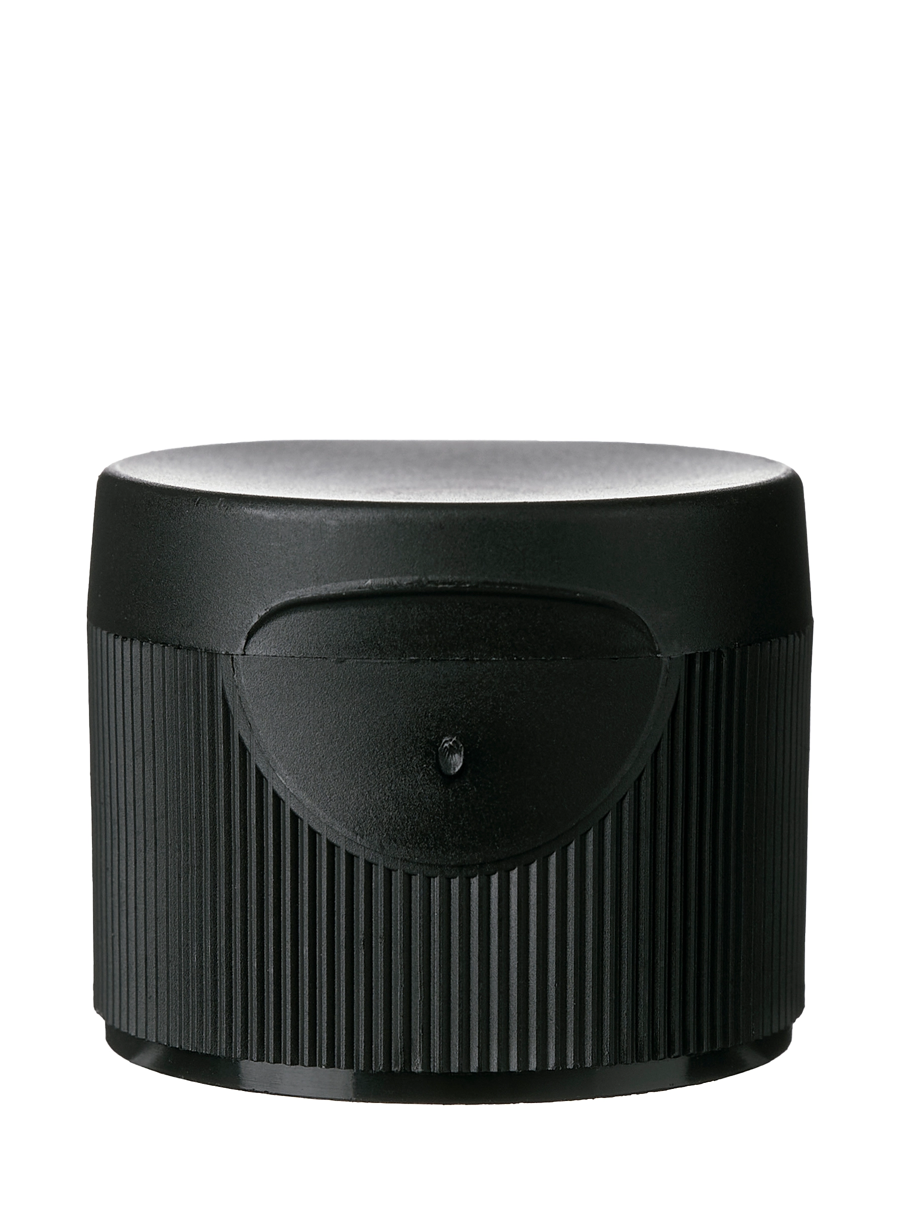 Black PP Plastic 24-410 Ribbed Skirt Hinged Flip Top Snap Dispensing Lid – L13301BKP4