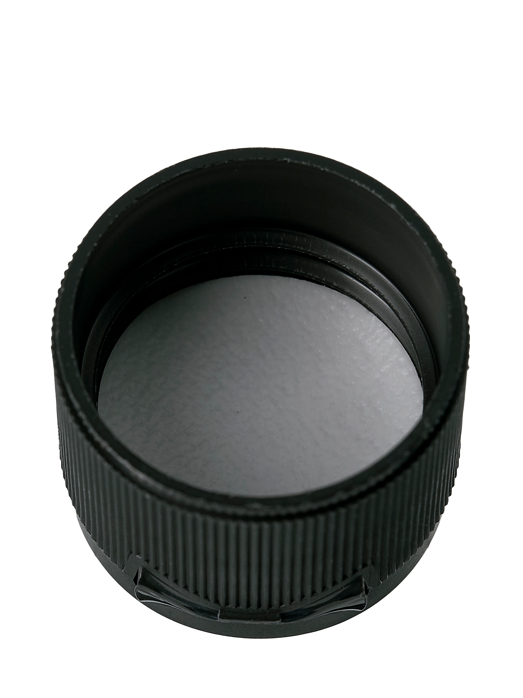 Black PP Plastic 24-410 Ribbed Skirt Hinged Flip Top Snap Dispensing Lid – L13301BKP4