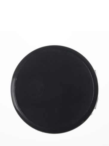 Black PP plastic 38-400 ribbed skirt hinged flip top snap dispensing lid with unprinted pressure sensitive (PS) liner (0.25 inch orifice)