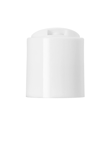 White PP Plastic 24-410 Smooth Skirt Unlined Disc Top Lid – L1368WH