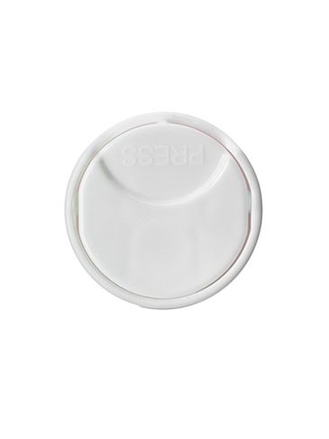 White PP plastic 24-410 smooth skirt unlined disc top lid