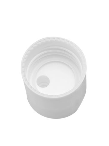 White PP plastic 24-410 smooth skirt unlined disc top lid