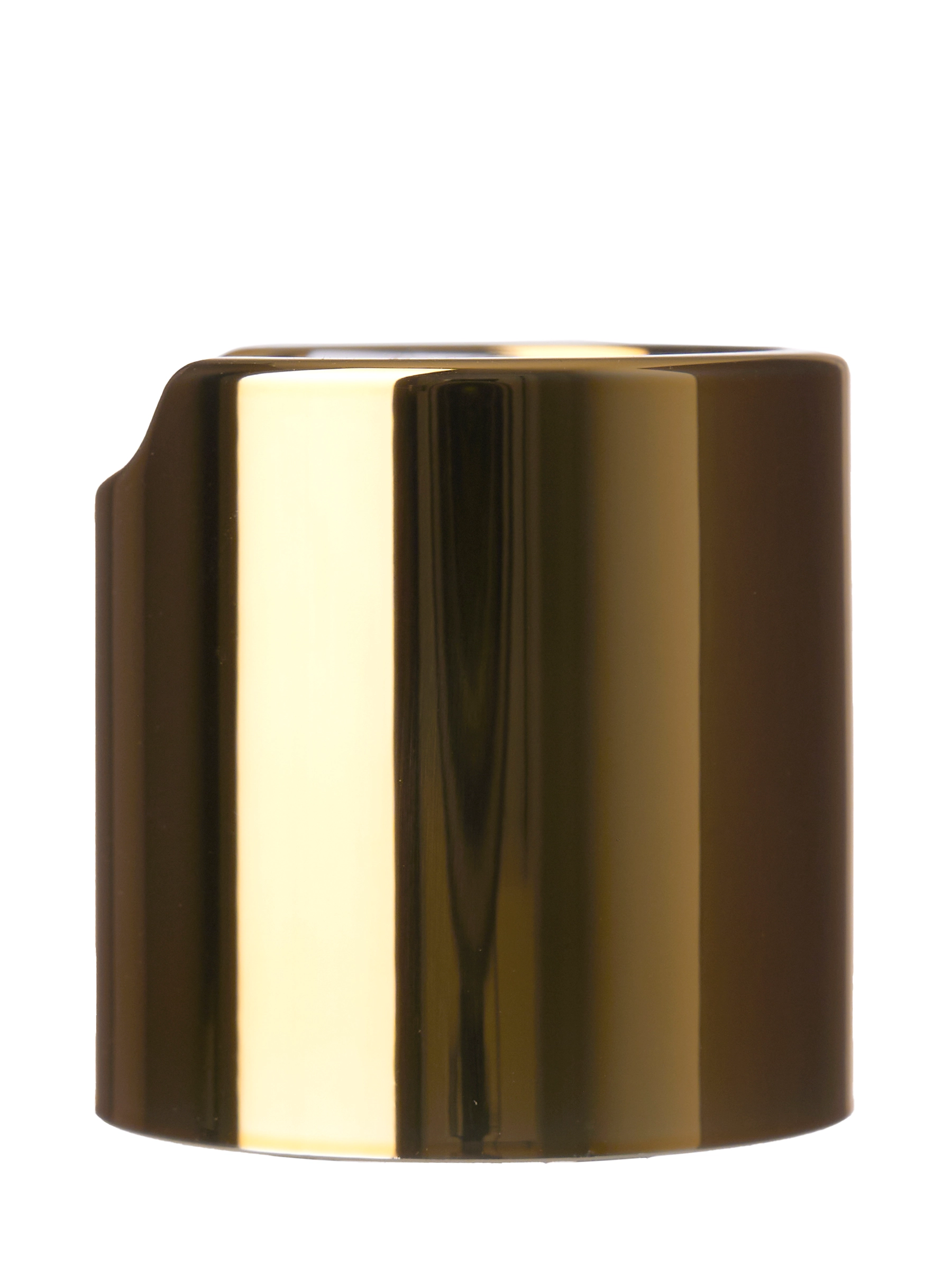 Metallized Gold White ABS 24-410 Smooth Skirt Disc Top Cap (.308 Inch Orifice) – L1370GD