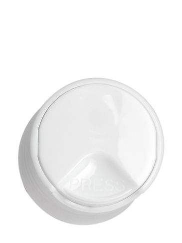 White PP plastic 28-410 smooth skirt unlined disc top lid