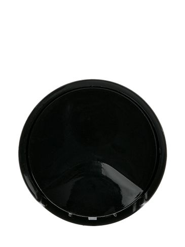 Black PP plastic 20-410 smooth skirt disc top lid with unprinted foil pressure sensitive liner (0.270 inch orifice)