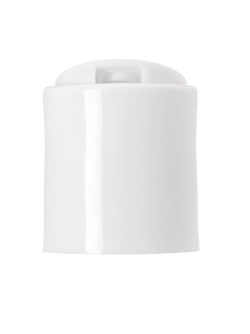White PP plastic 20-410 smooth skirt unlined disc top lid (0.270 inch orifice)