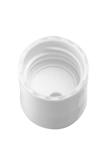 White PP plastic 20-410 smooth skirt unlined disc top lid (0.270 inch orifice)