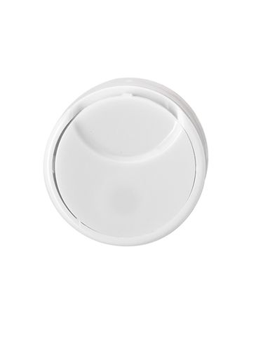 White PP plastic 20-410 smooth skirt unlined disc top lid (0.27 inch orifice)