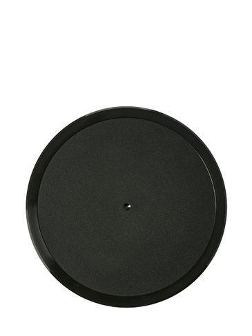 Black PP plastic 110-400 ribbed matte deep skirt taper stack lid with vented unprinted universal heat induction seal (HIS) liner