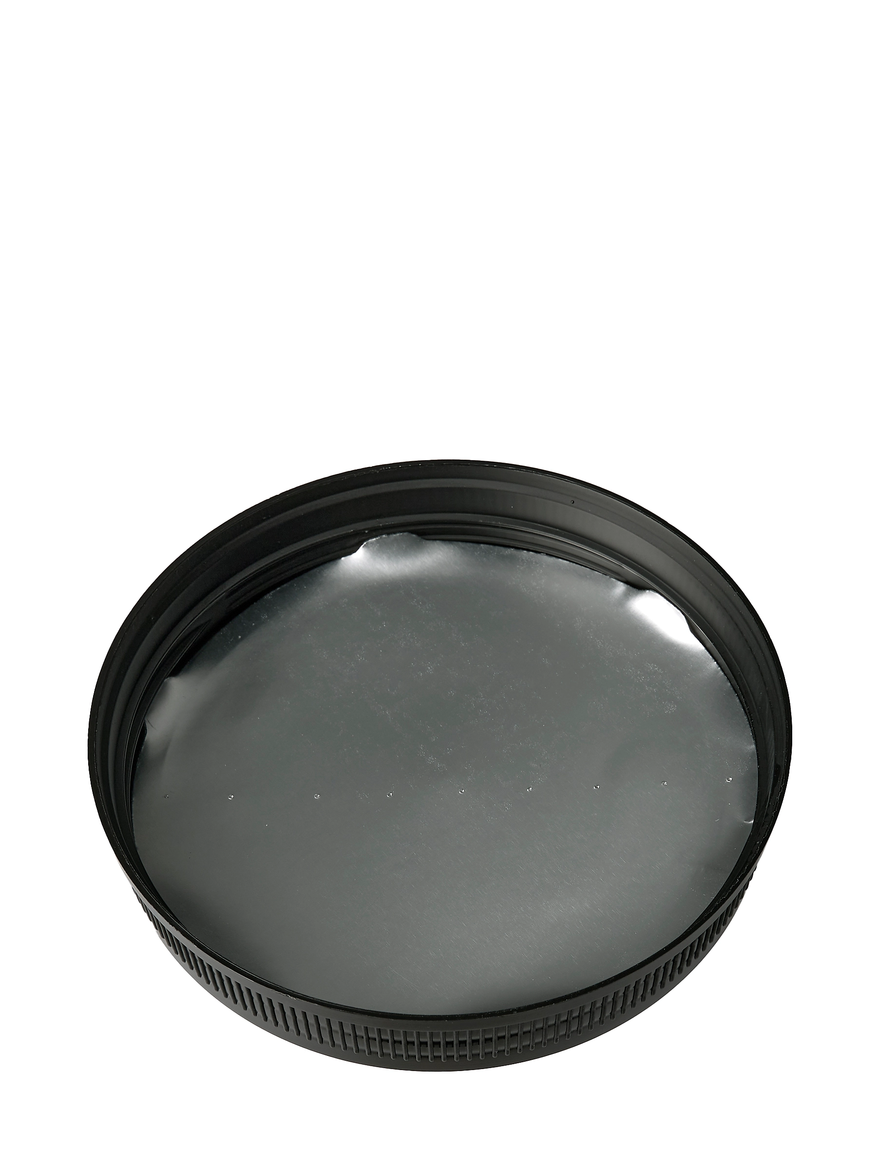 Black PP Plastic 110-400 Ribbed Matte Deep Skirt Taper Stack Lid – L13895BKH62