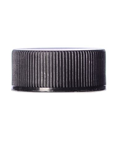 Black PP plastic 24-400 ribbed skirt lid with foam liner