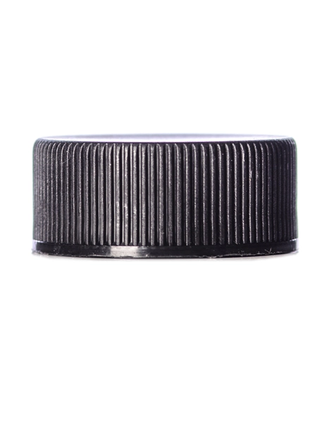 Black PP Plastic 24-400 Ribbed Skirt Lid – L138S