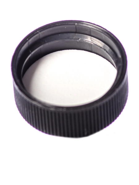 Black PP Plastic 24-400 Ribbed Skirt Lid – L138S
