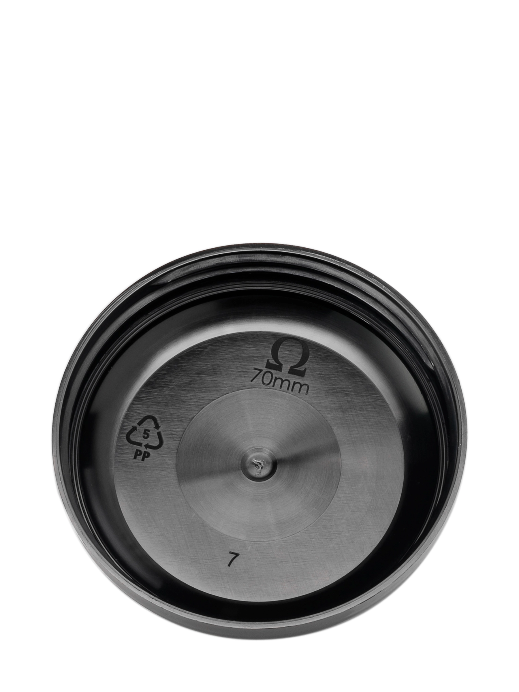 Black PP Plastic 89-400 Unlined Dome Lid – L1417BK