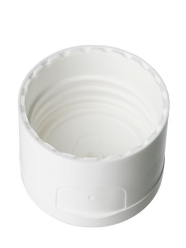 White PP plastic 24-410 smooth skirt hinged flip top dispensing lid