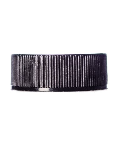 Black PP plastic 28-400 ribbed skirt lid with foam liner