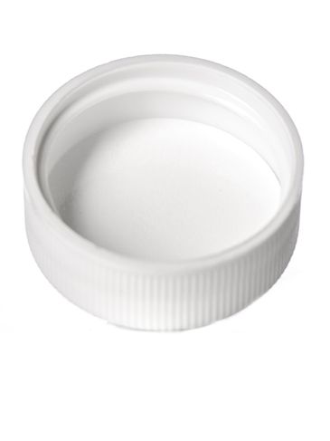 White PP plastic 28-400 ribbed skirt lid with foam liner
