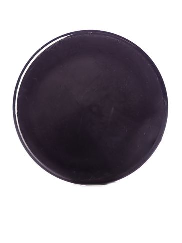 Black PP plastic 28-400 smooth skirt lid with printed pressure sensitive (PS) liner
