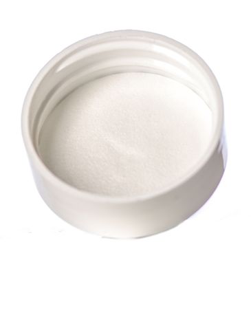 White PP plastic 28-400 smooth skirt lid with foam liner