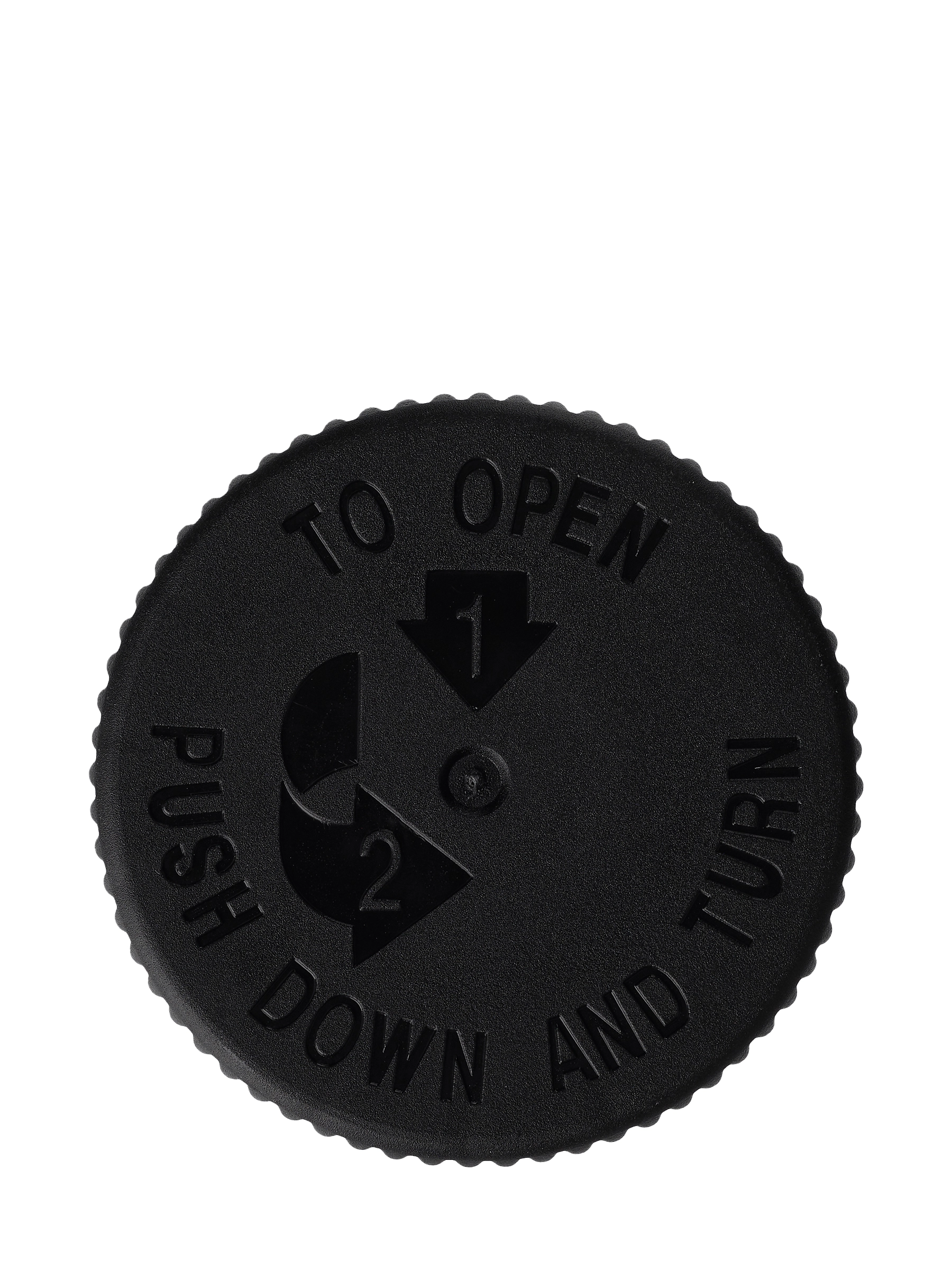 Black PP Plastic 38-400 Child-Resistant Pictorial and Text Lid – L1492BKH145